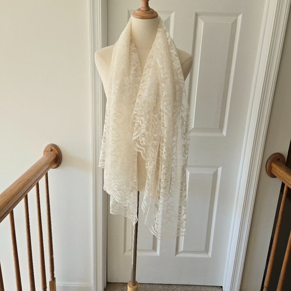 Elegant Cream Lace Scarf